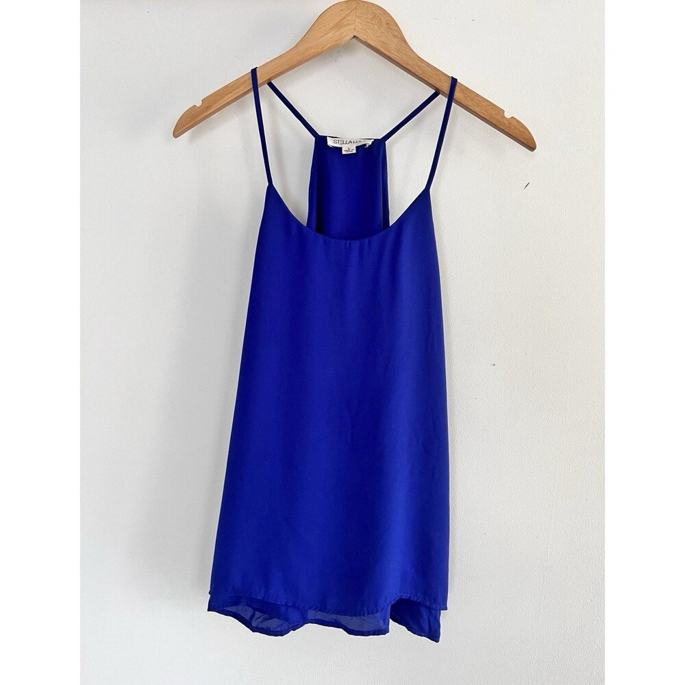 Women’s Stella Luce Blue Racerback Top Blouse Spaghetti Strap Blue M